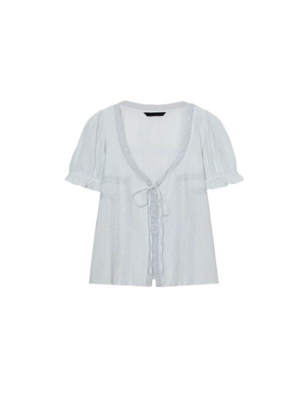 Zara Powder Blue Tie Front Top